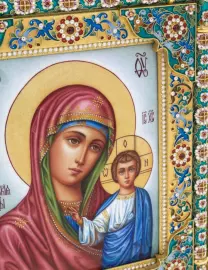 Икона "Казанская Божья Матерь" финифть